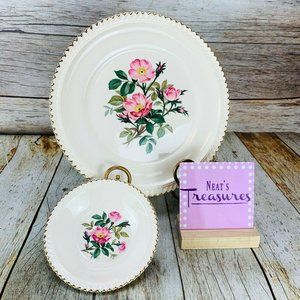 Vntg Harker Pottery WILD ROSE ROYAL Plate W Bowl